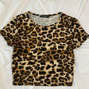 Leopard Print Cropped Tee